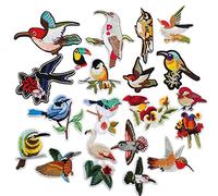 Chenkou Craft 20pcs Random Embroidered Birds Assorted Iron-on or Sew-on Embroidered Patch Motif Applique Woodpecker Hummingbirds Swallows Parrot