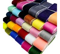 Chenkou Craft 30 Yards 3/4" Velvet Ribbon Total 30 Colors Assorted Lots Bulk (Multicolored, 3/4"(20mm))