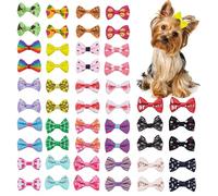 Chenkou Craft 50pcs/25pairs New Dog Hair Bows Clips Small Pet Grooming Products Mix Colors Varies Patterns Pet Hair Bows Dog Accessories