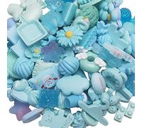 Chenkou Craft 50pcs Lots Mix Assort Easter DIY Flatbacks Resin Flat Back Button (Blue)