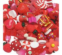 Chenkou Craft 50pcs Lots Mix Assort Easter DIY Flatbacks Resin Flat Back Button (Red)