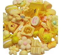 Chenkou Craft 50pcs Lots Mix Assort Easter DIY Flatbacks Resin Flat Back Buttons Scrapbooking (Yellow)