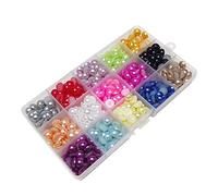 Chenkou Craft 600pcs 10mm Assorted 15 Colors Immitation Half Pearl Bead Flat Back Gem Scrapbook Craft DIY Beads + Plastic Box (Mix, 10mm)