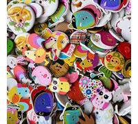 Chenkou Craft Assorted 100pcs Mix Sizes Styles Colors Wood Buttons for Craft Sewing