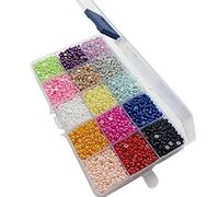 Chenkou Craft Assorted 15 Colors Half Pearl Bead 3mm/4mm/5mm/6mm Flat Back Gem Scrapbook Craft DIY Beads + Plastic Box (Mix, 4mm)