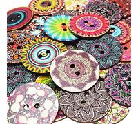 Chenkou Craft Mix Pattern 2"(50mm) Large Wood Buttons Craft Sewing Button (Mix Patterns, 2“(50mm))