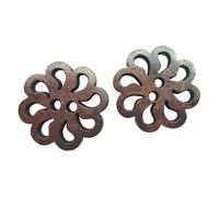 Chenkou Craft New Hollow Flower Wood Buttons 20mm Sewing Craft Brown Wholesale 50pcs