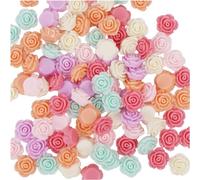 Chenkou Craft Random 100pcs Assorted of Color 11mm Rose Flower Resin Flat Back Flatbacks Loose Beads Kid's Bow DIY Craft (11mm)
