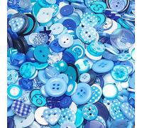 Chenkou Craft Random 100pcs Blue Plastic Buttons Small DIY Sewing Craft Accessory (Mix) (Blue)