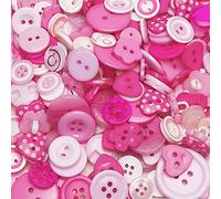 Chenkou Craft Random 100pcs Pink & Hot-Pink Mix Lots Plastic Buttons Small DIY Sewing Craft Accessory
