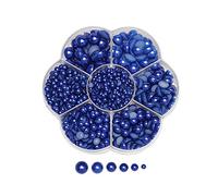 Chenkou Craft Random 1900pcs Assorted 7 Sizes Half Flatback Pearl Bead Gem Scrapbook Craft DIY Loose Beads + Plastic Box (Navy-Blue)