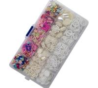 Chenkou Craft Random 700pcs Love Heart Bow Teardrop Bead Rose Sunflower Rhinestone Loose Bead DIY Flat Back Beads Assorted Lots + Plastic Box