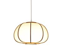 CHENKUI Natural Hand-woven Chandelier Modern Simple Indoor Ceiling Pendant Lighting Semi Flush Mounted Japanese Bamboo Lantern Energy-saving E27 Lamp Holder Hanging Lamp