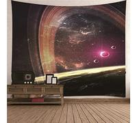 Chenlane 3D Tapestry Black For Bedroom Aesthetic Vertical Galaxy Theme Planets Quotes Funny Curtains Windows Wall Hanging Decoration Living Multicolor 200x200cm