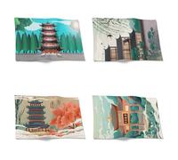 Chenlane Placemat Animal polyester Tablemats Chinese Style Architecture Garden Dining Placemats Plate Mat Set 32x42cm（4Pcs）