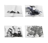Chenlane Placemat Mat Waterproof Tablemat Chinese Feng Shui Painting Small Non Slip For Tray Large Fabric Mats 32x42cm(4Pcs)