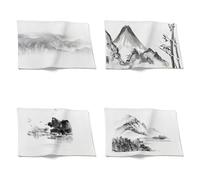 Chenlane Placemat To Go Extra Large Table Mats Chinese Style Ink Landscape Painting Placemats And Coasters Set Indian 32x42cm（4Pcs）
