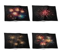 Chenlane Placemats And Coasters For Outdoors Non Slip Mats Table Fireworks Quilted Padded 32x42cm(4Pcs)