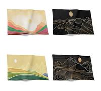 Chenlane Placemats And Coasters Set Hessian Table Mats Abstract Landscape Large Quilted 21x32cm(4Pcs)
