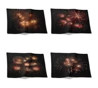 Chenlane Quilted Placemat Japanese Table Mats Fireworks Wipeable Dinner Plate 21x32cm(4Pcs)