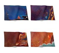 Chenlane Roll Up Placemat Waterproof Table Mat Chinese Style Art Woven Anti Slip For Top 32x42cm（4Pcs）