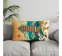 Chenlane Silk Couch Pillow Covers Decorative Cushion Design Rectangular Chinese Style Architecture, Japandi Outdoor Sofa Waterproof Private Customisation 50x75cm