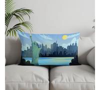 Chenlane Silk Pillow Cover Zipper Cushion Covers for Couch Rectangular Statue Of Liberty, Summer Living Room Boho Premium Thickened Fabric 40x60cm