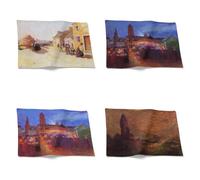 Chenlane Table Centrepiece Placemat Hessian Mat Oil Painting Art Landscape Dining Room Placemats Large Heat Resistant Mats For 21x32cm（4Pcs）