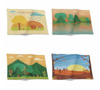 Chenlane Table Placemats And Coasters Kitchen Protector Mat Cartoon Landscape Indian Under Plates Mats 21x32cm(4Pcs)