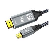 CHENLENIC Mini DisplayPort to HDMI Cable， 6ft 8K@60Hz 4K@120Hz Unidirectional Mini DP1.4 to HDMI, Thunderbolt 1 and 2, Compatible with 2009-2025 MacBook iMac Surface Dell XPS Laptop Surface Pro PC
