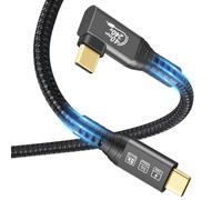 CHENLENIC USB4 Cable, with Thunderbolt 4 Cable, 240 W Charging, 40 Gbps Data, 8K @ 60Hz HDR, USB C to USB C, 90Degree for Hub, Dock MacBook, M2, M3, Mac Studio SSD (USB4 40G 240W Male 1.5M)