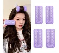 CHENLONB Magic Bangs Set of 4 Aluminium Core Rollers Easy to Roll Felt Hooks Small Facial Effect Stylish Korean Style Soft Natural Curls Diameter 4cm 5cm