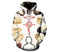 CHENMA Men Fullmetal Alchemist 3D Print Pullover Hoodie Sweatshirt with Front Pocket