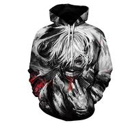 CHENMA Men Tokyo Ghoul 3D Print Pullover Hoodie Sweatshirt with Front Pocket