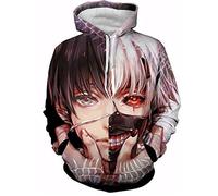 CHENMA Men Tokyo Ghoul 3D Print Pullover Hoodie Sweatshirt with Front Pocket
