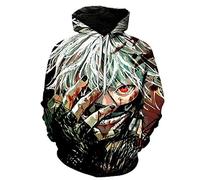 CHENMA Men Tokyo Ghoul 3D Print Pullover Hoodie Sweatshirt with Front Pocket