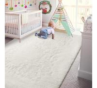 CHENMIAO Rugs Living Room 140 x 170 cm Shaggy Soft and Elegant Carpets Non Slip Carpet Relax Rug Non-Slip, Many Different Sizes for Living Room, Bedroom, Nursery, Kids Baby, White