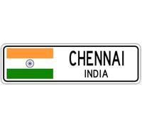 Chennai, India Street Sign Indian Flag City Country Road Wall Gift Street Sign 4x16 inches