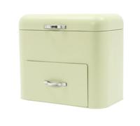 chennnls 2 Layer Large Bread Box, Countertop Bread Storage Bin Oraganizer with Top Lid and Drawers, Drawer Bread Box for Store Bread, Fruit, Cutlery, etc, Green