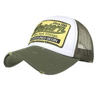 CHENNUO Distressed Vintage Cap Mens Snapback Trucker Cap Hat Summer Mesh Baseball Cap (ArmyGreen)