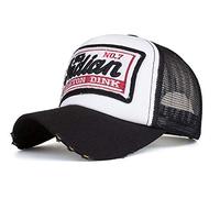 CHENNUO Vintage Distressed Mesh Baseball Cap Mens Snapback Trucker Hat Summer Breathable Cap (Black)