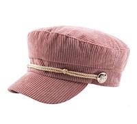 CHENNUO Women Military Hat Mariner Cap Barge Fiddler Cap Autumn Winter Corduroy Flat Cap (Pink)