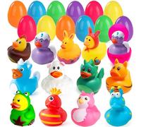 Chennyfun 12 Pcs Easter Rubber Duck, Rubber Duckie Toys with Bright Color Easter Eggs, Bath Toys Cute Float Duck Toys, Colorful Rubber Ducks Baby Bath Toys for Kids
