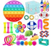 Chennyfun 30PCS Fidget Toy Set, Fidget Pack For Anxiety Relief, Stress Sensory Toys for Autism, Sensory Fidget Toys with Pop Fidget, Infinite Cube for Party Favors, Prizes, Reward for Kids Adults