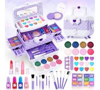 Chennyfun 53 Pack Kids Makeup Sets for Girls, Real Washable Make Up Set Toy for Little Age 3 4 5 6 7 8 9 10 Years with Light Purple Butterfly Drawer Box for Girls Christmas Birthday Play Game