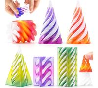 Chennyfun 6 Piece Spiral Cone Fidget Toys, Impossible Cone, 3D Printed Decompression Mini Spiral Cone Toys, Pyramid Fidget Toy, Desk Toys for Stress for Home Office Desk Decor Souvenir Gift