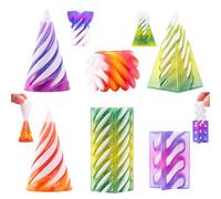 Chennyfun 6 Piece Spiral Cone Fidget Toys, Impossible Cone, 3D Printed Decompression Mini Spiral Cone Toys, Pyramid Fidget Toy, Desk Toys for Stress for Home Office Desk Decor Souvenir Gift