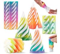 Chennyfun 6Pcs Impossible Cone Fidget Toys Set, 3D Printed Pyramid Spiral Cone Fidget Toy, Impossible Pyramid Passthrough Sculpture, Stress Relief Toys for Anxiety, Desktop Decoration for Kids Adults