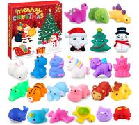 Chennyfun Advent Calendar 2024, 24 PCS Christmas Snowman Mochi Squishy Advent Calendar, Including Animals Santa Unicorn 24 Days Countdown Calendar, Reusable, Cute as Christmas for Girls and Boys Gift