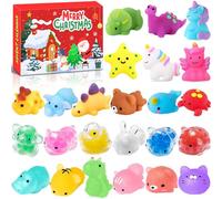 Chennyfun Advent Calendar for Kids, Christmas 24 Days Countdown Calendar with 24 Kawaii Mochi Animal Toys, Party Favor Toys Christmas Stocking Fillers Surprised Gift For Kids Boys Girls